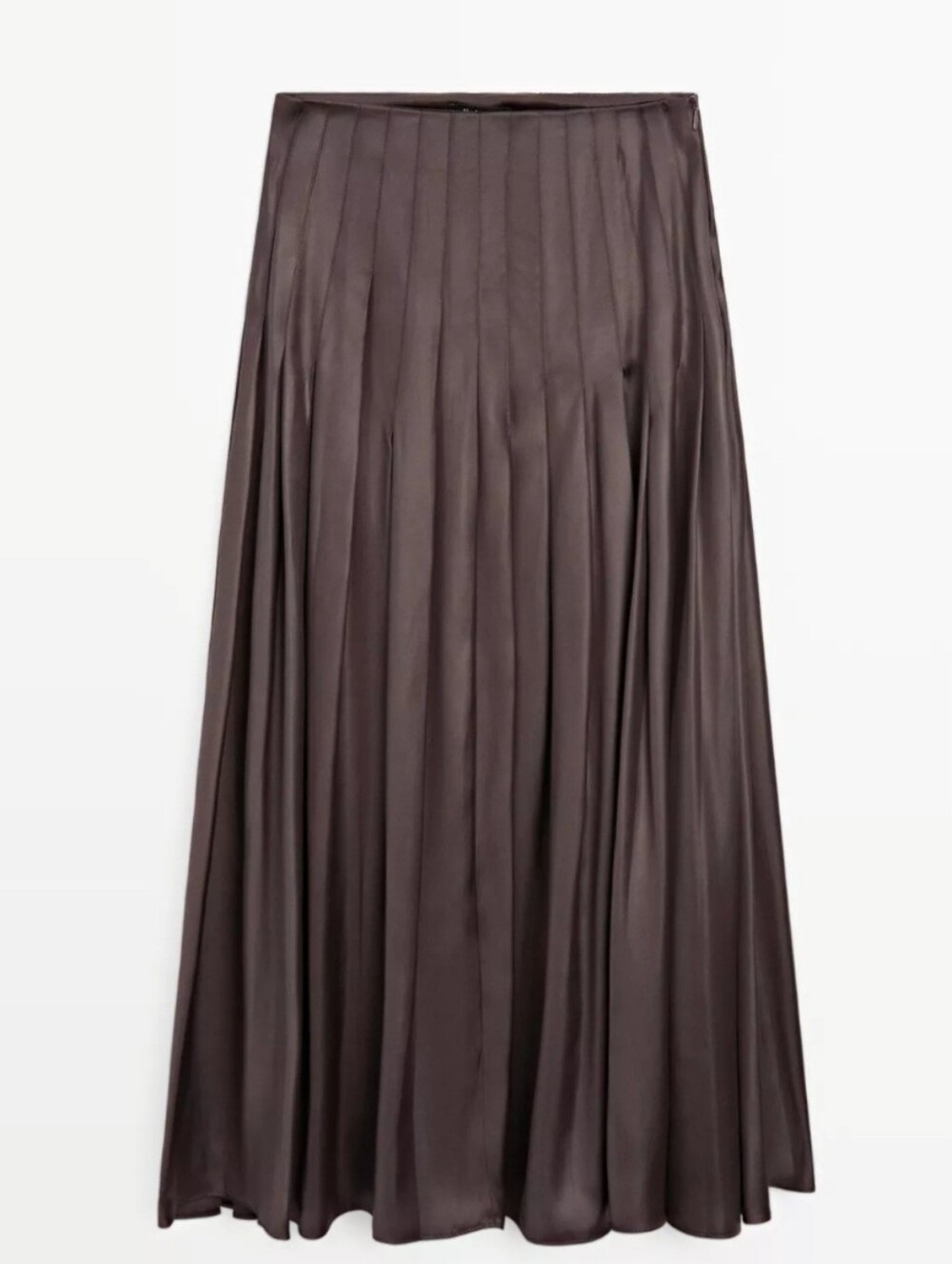Massimo Dutti Midi Skirt with Pintucks Waxed Finish